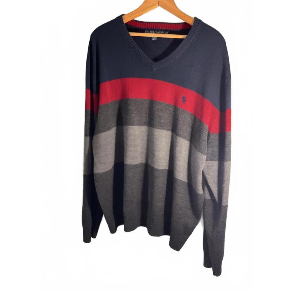 U.S. Polo Assn. Men's Striped V-Neck Sweater XXL